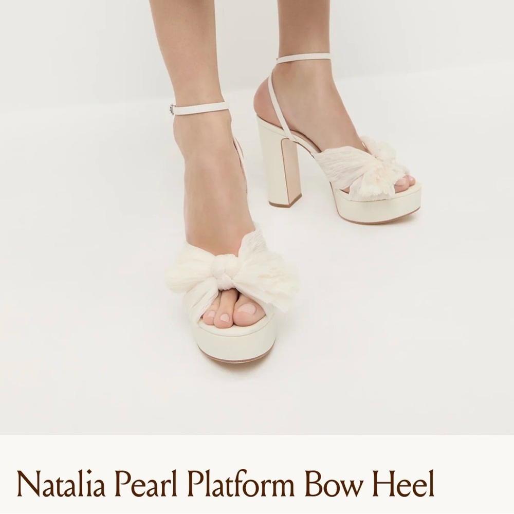 Natalia Pearl Platform Bow Heel in Cream